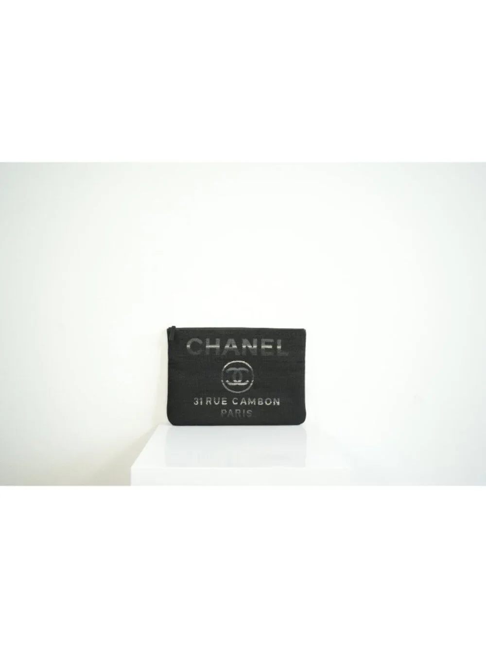Chanel Black Deauville Pouch